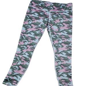 Fabletics Camo Green, Gray & Purple Leggings